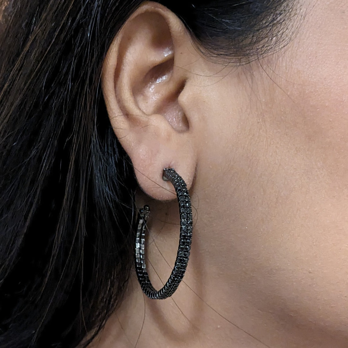 Black Oxidised Diamond bali Earrings | Trinklets